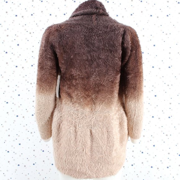Fuzzy Ombre Cardigan Sweater Brown - Picture 5 of 7